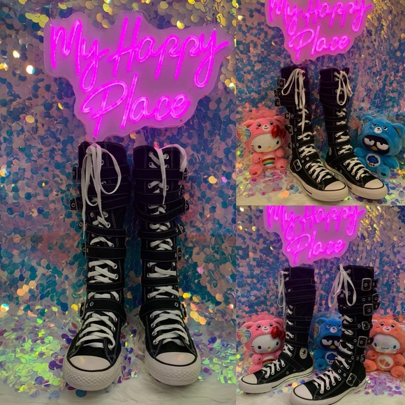 All Star Chuck Taylor Converse Knee High buckle sneakers. - Picture 4 of 17